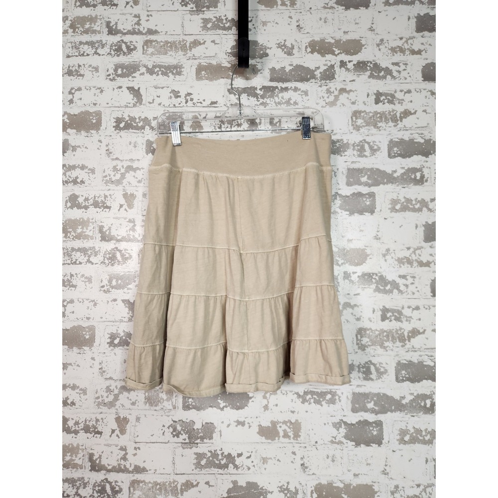 Fresh Produce Tiered Skirt Beige Size 14 Short Boho Peasant Cottagecore Lounge